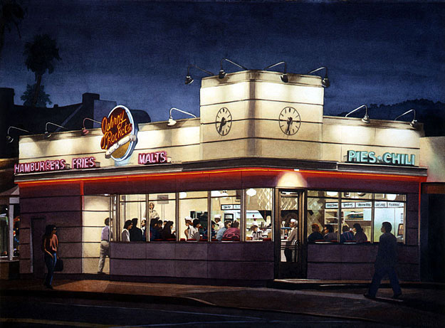 American diner, Los Angeles, nightime